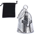 Vintage silver Spartan helmet motorcycle bell pendant with black velvet gift bag - Set with Hanging Ring and Bag / Steel