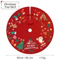 Jupe de sapin de Noël rouge de 90cm avec imprimés Merry Christmas et rennes - A-SQ50 Cadeau Rouge Père Noël