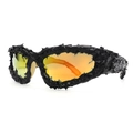 Avantgardistische Hip-Hop-Sonnenbrille mit schwarzen Melting-Rahmen und gelben Verlaufsgläsern - Schwarzer Rahmen Rotgoldene Gläser