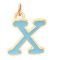 18K gold plated letter X pendant with light blue enamel and stainless steel frame - Letter X