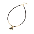 Collier de perles avec pendentif éléphant noir serti de zircons colorés et métal doré - 2# Pin Noir/Pendentif Éléphant Noir