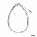 Bracciale a maglia cubana in acciaio inossidabile argento con chiusura a moschettone - Braccialetto (SBP087) / Argento