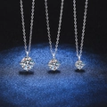 Collane in argento sterling S925 con moissanite in tre dimensioni e montatura classica a 4 griffe - Argento 925 / Moissanite da 0,5 Carati