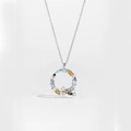 S925 sterling silver necklace with letter Q pendant featuring colorful zircons - Silver Letter Q
