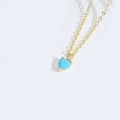 Elegant gold necklace with a delicate sky blue heart pendant for a minimalist look - Gold Chain (XL3419-15) / Sky Blue