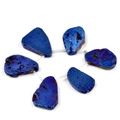 Blue and purple iridescent agate slices with natural crystal textures for jewelry - 6 Pieces/Pack (22-28mm) / Electroplated Blue