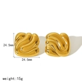 18K gold plated geometric square wave stud earrings for women in stainless steel - Gold Square Wavy Style (TE6944)