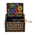 Black wooden hand-crank music box with You are my Sunshine interior sunflower print - Sunshine 04