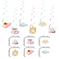 Tea party theme hanging swirl decorations with teapots and cakes for party atmosphere - Tea Party Hanging Swirls