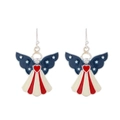 Independence Day angel earrings with red white blue enamel and sparkling rhinestone details - Heart Wing Style (2577)