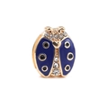 Golden ladybug charm with dark blue enamel and crystal inlay for 10mm mesh bracelet - Gold Blue Ladybug