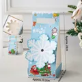 Sky blue Christmas cupcake gift box set with snowflake patterns and ribbon handle - Blue Handheld Box Rotating Snowflake 5 Sets
