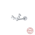 S925 sterling silver geometric V-shape piercing stud with sparkling zircons on white backdrop - Style 13 (Single) - Five Stones