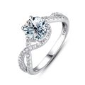 Classic S925 sterling silver moissanite ring with twisted band in bright silver finish - HK Size 15 (US Size 7) / 1 Carat (White Moissanite)