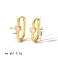 Orecchini a cerchio a U placcati oro 18K in acciaio inox con ciondoli a cuore in zircone - Oro (TE6483-G)