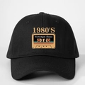 Close-up of black cotton baseball cap featuring a vintage 1980s tape and Vintage Soul print - One Size / Black