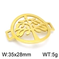 Golden hollow tree of life bracelet connector 35x28mm stainless steel jewelry part - Gold (KLJ4295-Z)