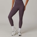 Women's high waist yoga pants in smoke purple matte finish with seamless athletic fit - S / Bottoms / Eggplant Purple