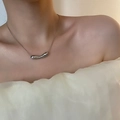 Polished silver irregular drop pendant on sleek snake chain necklace for women - Silver Peanut Style