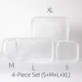 Set of four transparent waterproof PVC cosmetic bags in sizes S, M, L, and XL - S+M+L+XL / Clear-4Pcs Set