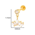 Titanium golden crown ear stud with zircon crystals and 1.15cm internal threading - Crown Zirconia Dangle Style (T2535-8# Gold)