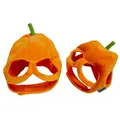 Plush pumpkin pet hat for cats and small dogs with green stem and secure velcro strap - Glasses Pumpkin Style / Orange