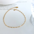 Minimalist 18K gold sequin chain bracelet featuring adjustable tail and lobster clasp - Gold Jewelry Buckle Style / 15+5cm