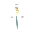 Green and gold 304 stainless steel fruit fork, 13cm long with matte green handle - Green Gold Small Fork