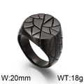 20mm wide matte black stainless steel ring featuring unique geometric cracked texture design - US 7