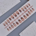 Brown hazelnut coffee press-on nails with floral accents and 3D bean details - Wy-047 / 10 Pieces In Xs Size