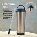 830ml pure titanium double-wall vacuum insulated cup with navy handle and straw - 830ml / Indigo Blue