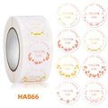 Detail view of round floral Thank You labels for gift packaging and order sealing - Warm Tone Style (HA066) / 500 Pieces/Pack (2.5cm/1inch)