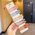 Set of 10 matte geometric pearl hair clips in five assorted colors on a display card - Orange Drop Large 10-Piece Set