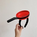Funny red frying pan headwear headband for girls featuring creative vegetable design - Red Frying Pan