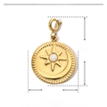 Detailed view of sun and moon pendant dimensions 16mm by 25mm in stainless steel - YF193x3 (Sun Moon/White Stone)