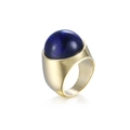 Statement 304 stainless steel ring with oversized royal blue foil glass dome - Deep Royal Blue (KR88913G-K)