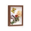 3D brown wood grain shadow box frame with deep space for dried flowers and specimens - Walnut Color - 3cm Hollow / 5x7" (12.7x17.8cm)