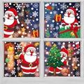 Cartoon Santa and gift box static window stickers for festive Christmas party decoration - 4 Pieces Combo Set 2