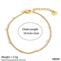 Detail of gold-plated stainless steel chain with lobster clasp and 3cm extension - Gold Bead Chain (KB896)