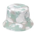 Wendbarer Tie-Dye Anglerhut aus Baumwolle in Mintgrün und Grau im Aquarell-Stil - Grün
