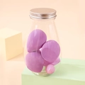 Purple and pink makeup sponge set in a clear glass jar with a silver metal lid - Fat Bottle 4Large 2Small / Purple Series