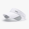 Visera de sol blanca con paneles laterales grises y diseño de texto deportivo negro - Ajustable / Blanco(25H228)