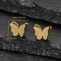 Mattierte goldene Schmetterling Ohrstecker aus Edelstahl mit feiner Sandstrahl Optik - Goldener Schmetterling Perle