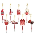 8-piece Valentine's Day diamond painting keychains with pink beads and gold lobster clasps - Style 5