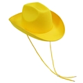 Detail view of bright yellow western cowboy hat with matching windproof adjustable cord - Western Lincoln Yellow+Drawstring / Size L - Hat Circumference 58cm - Hat Height 11cm