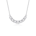 Elegant S925 sterling silver necklace with seven-stone smile pendant and zircon accents - Seven-stone Arc (fddz-082) / White Gold