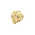 Macro view of gold heart pendant featuring a pink zircon eye motif with radial patterns - VD1535 Gold (Evil Eye Heart)