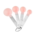 Set di misurini rosa con manici in acciaio inox e tacche metriche incise a mano - Rosa Set di 4 Cucchiai Dosatori Piccoli