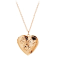 Rose gold heart locket necklace featuring embossed rose floral design and fine link chain - Cross Chain/Locket / Rose Gold