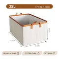 Boîte de rangement pliable 35L en polyester coton avec poignées en cuir marron, gris beige - 47*30*25cm / Beige 35L